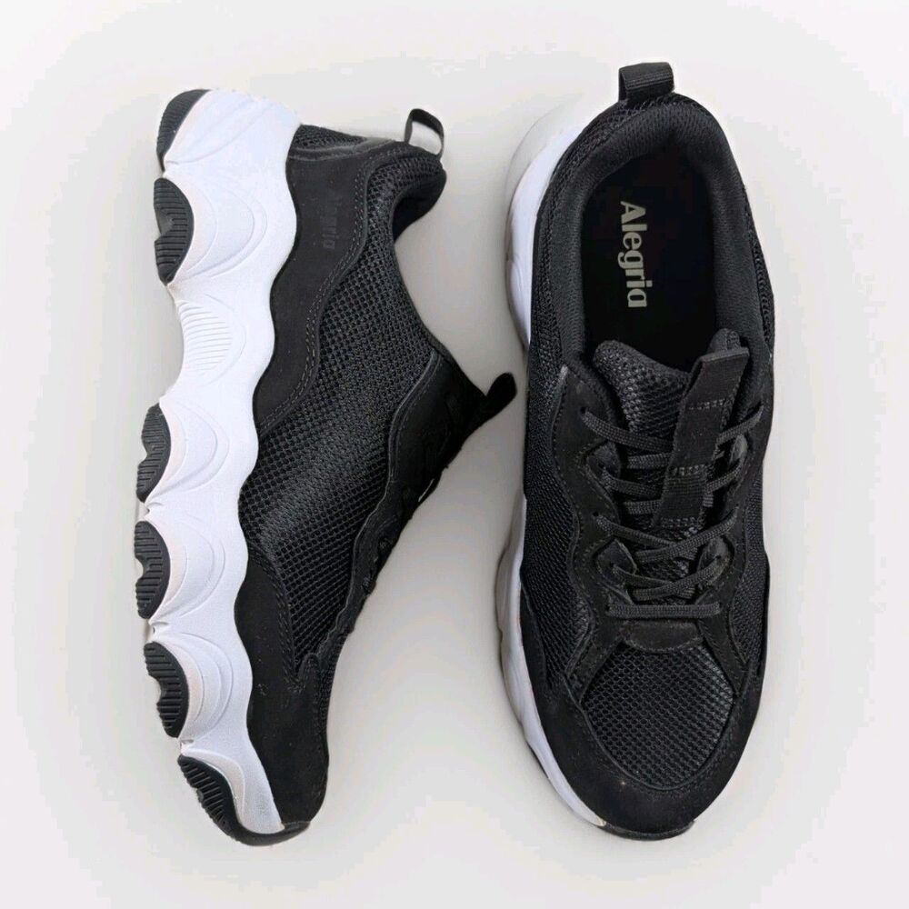 Alegria Boom Joy Sneakers Womens 40 Black White Slip Resistant Comfort Work Shoe